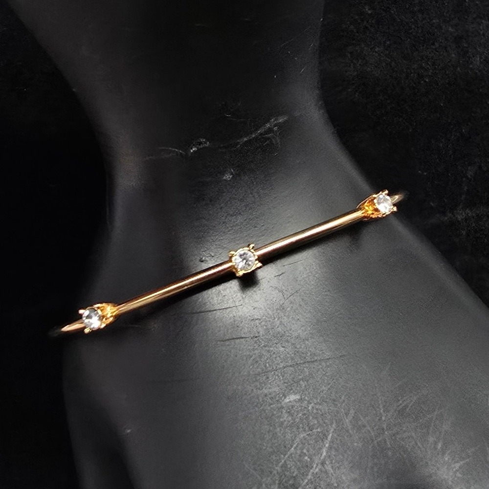 Avon Gold Tone Rhinestone Cuff Bracelet Dainty Vintage Jewelry